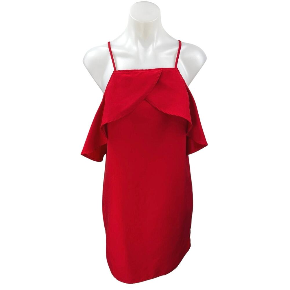 Francesca's Red Sleeveless Flutter Cold Shoulder Cami Camisole Mini Tank Dress S